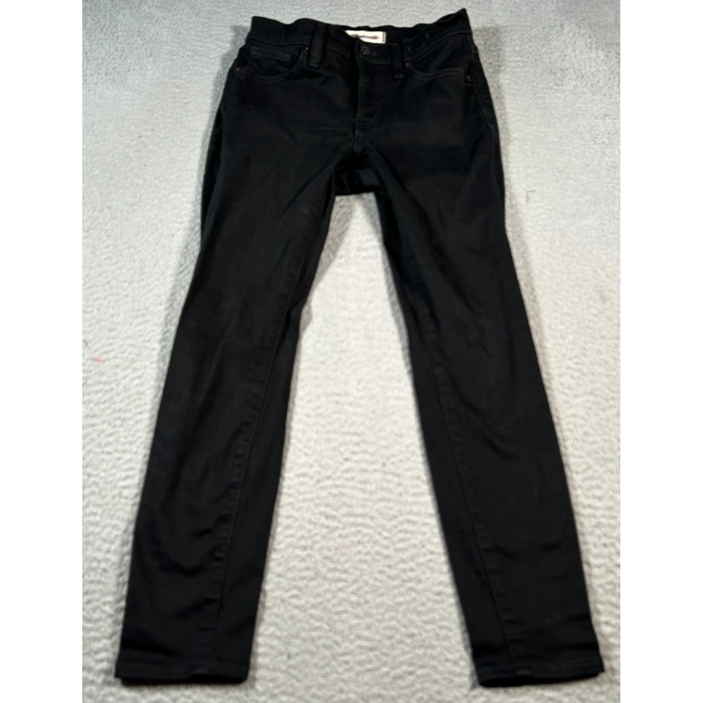 Madewell Jeans Womens 25S (26x25) Black 9" High Rise Skinny Denim Cotton Stretch